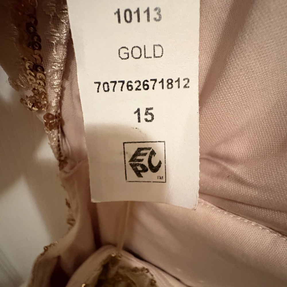 Morgan & Co. Beige Geometric Gown - Picture 7 of 12